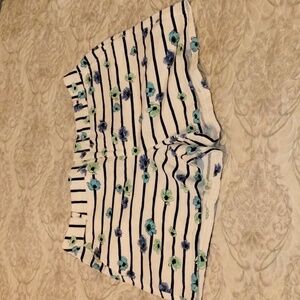 Elle Woman's White With Blue Stripes, Green & Blue Flowers, Size: 12